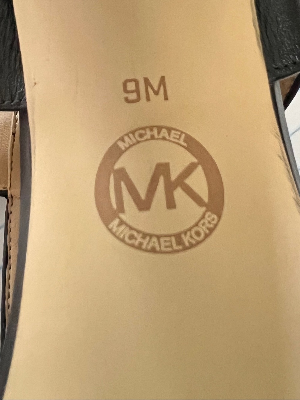 Michael Kors Berkley Black Leather T-Strap Platform Heel with Gold Zipper Size 9 - Picture 7 of 10